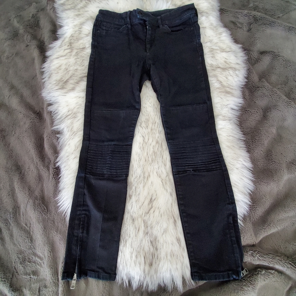A|X Cropped Skinny Distressed Jeans Zipper Ankle